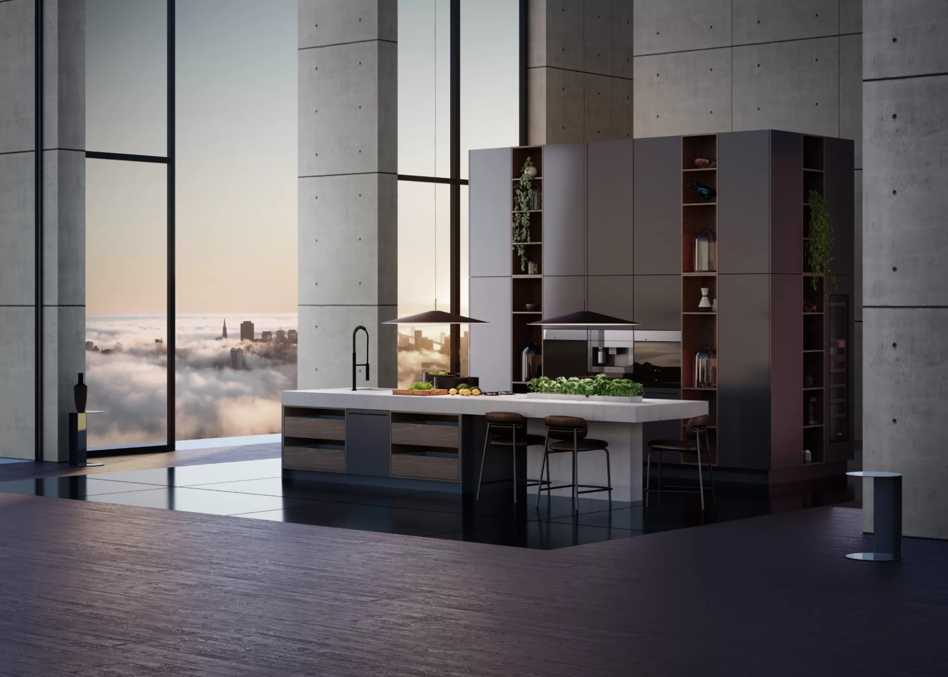 SieMatic URBAN designer kitchen with modular layout and cooking island