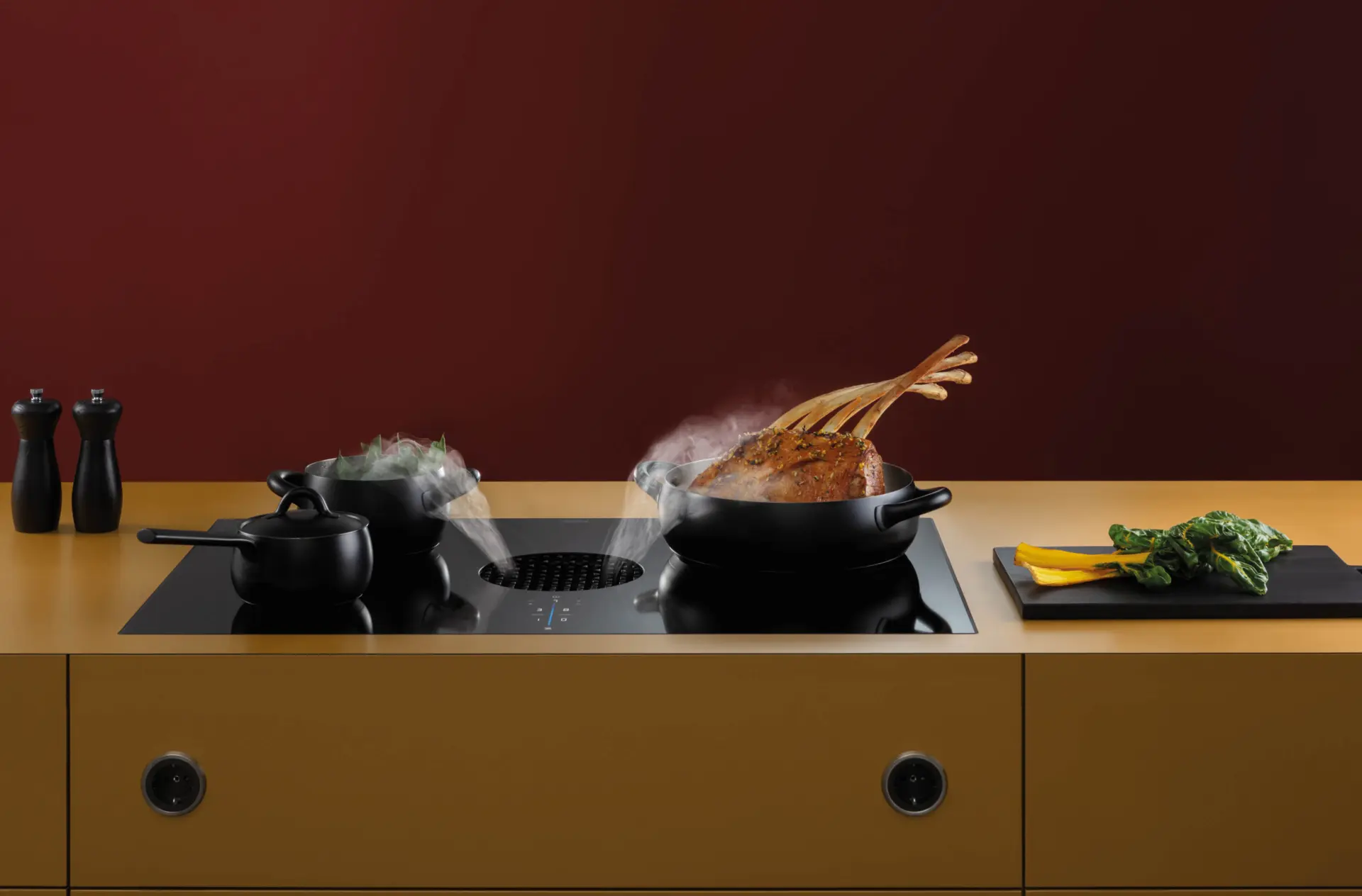 BORA X Pure inductiekookplaat met geïntegreerde afzuiging in een kookeiland