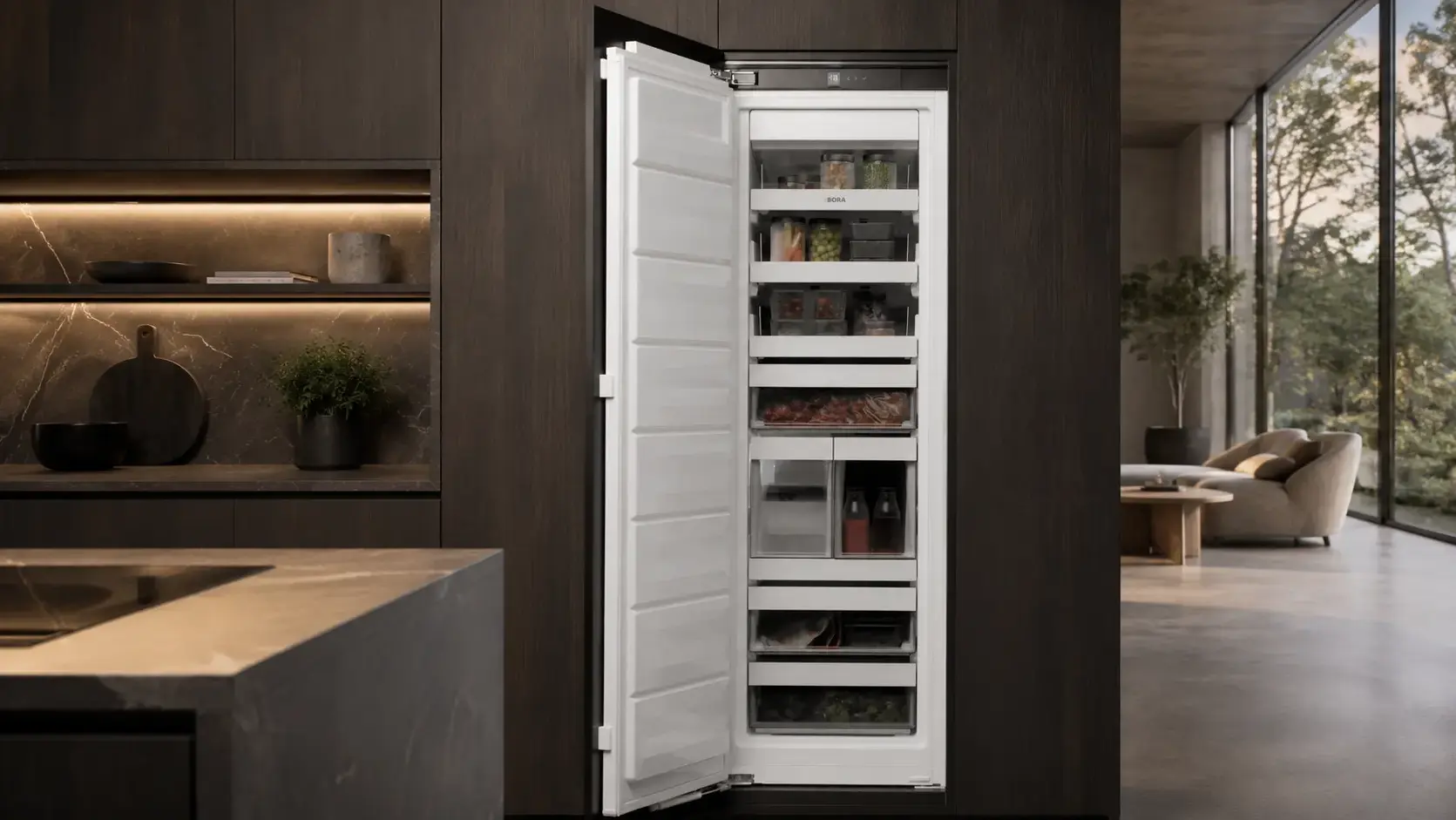 BORA Freeze inbouwvriezer met vriesbakken en uitschuifplateaus
