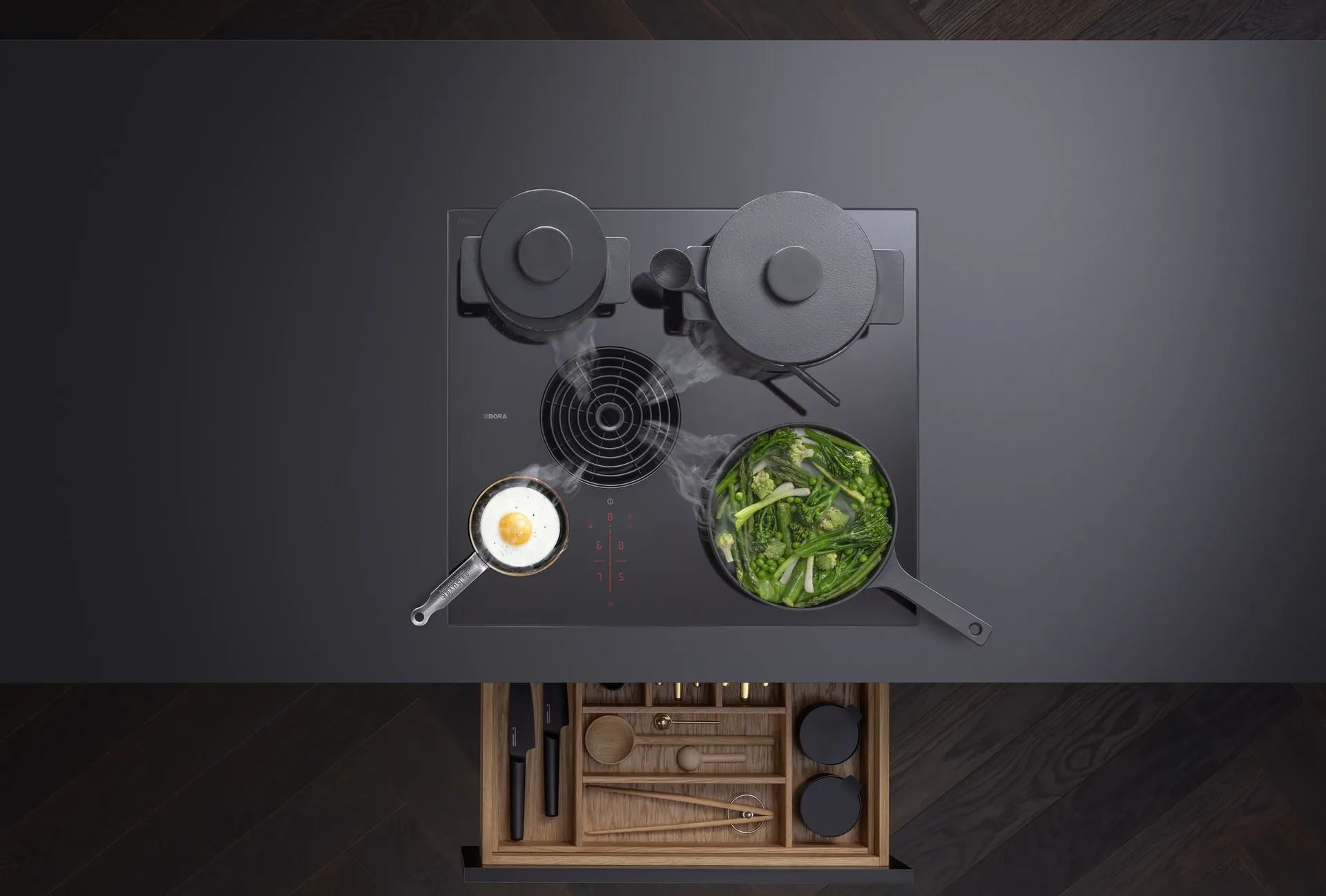 BORA S Pure 60 cm inductiekookplaat met geïntegreerde afzuiging