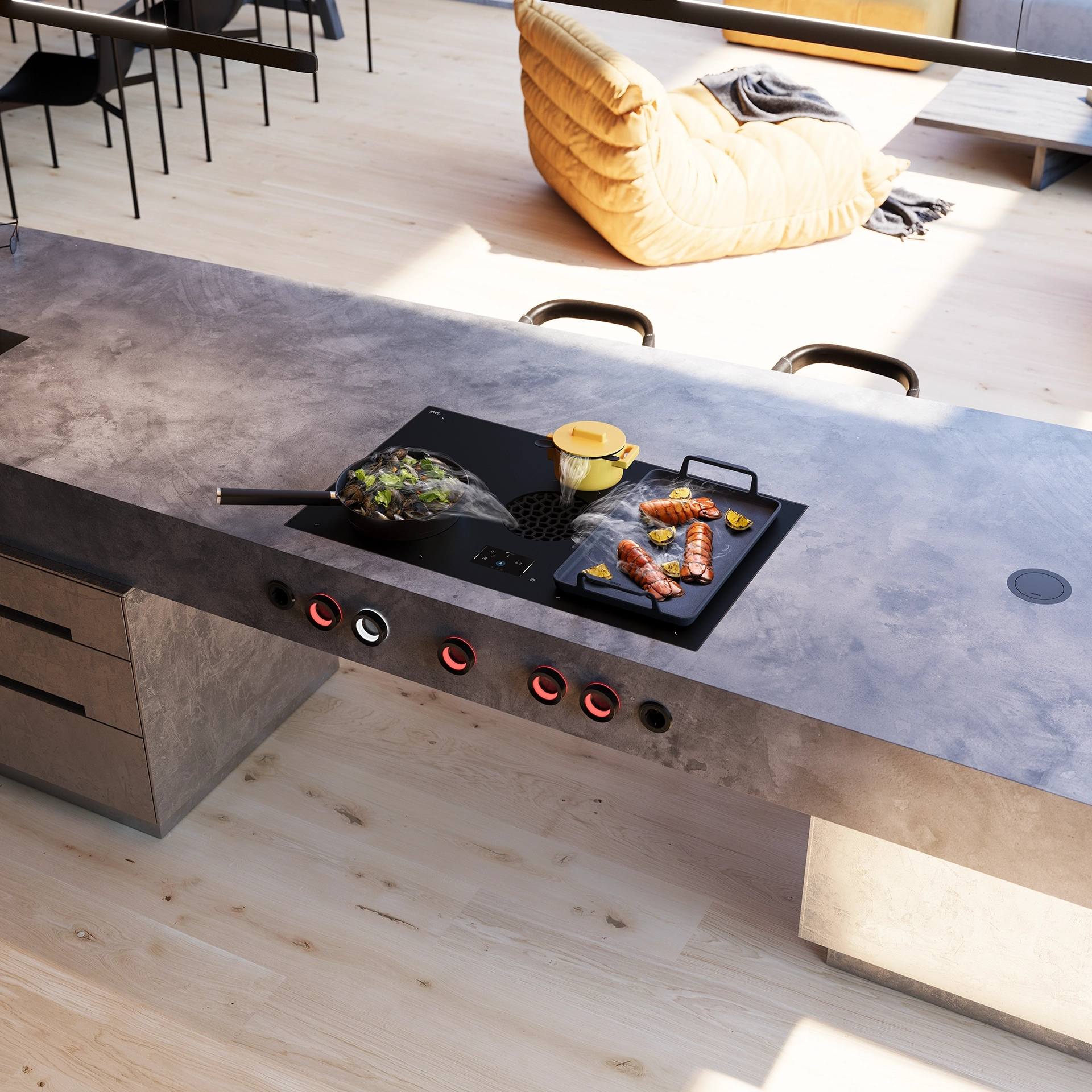 BORA X Pure Max: inductiekookplaat met 5 kookzones