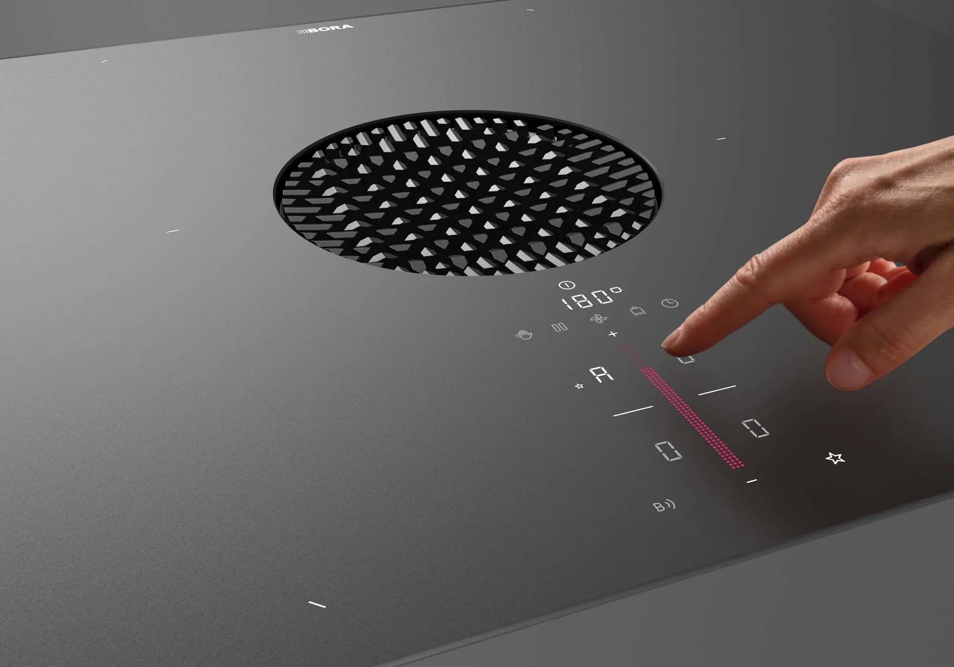 BORA X Pure Rough matte inductiekookplaat met geïntegreerde afzuiging