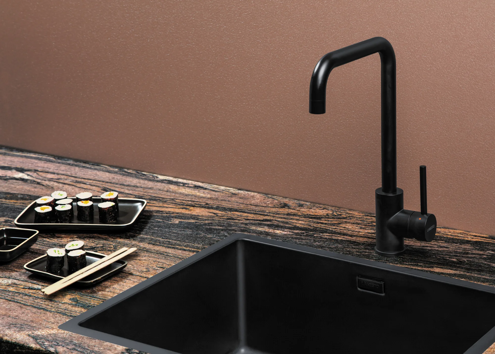 Graniet keukenblad Evora Compact Granite Ellora Brown, ASWA Keukens