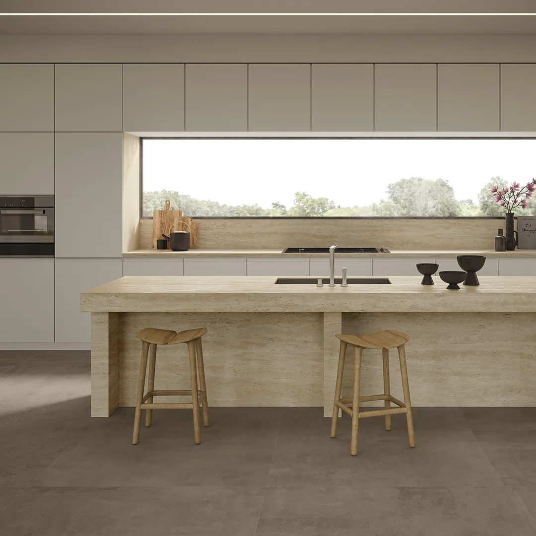 Keramieken keukenblad Travertino Sand, ASWA Keukens