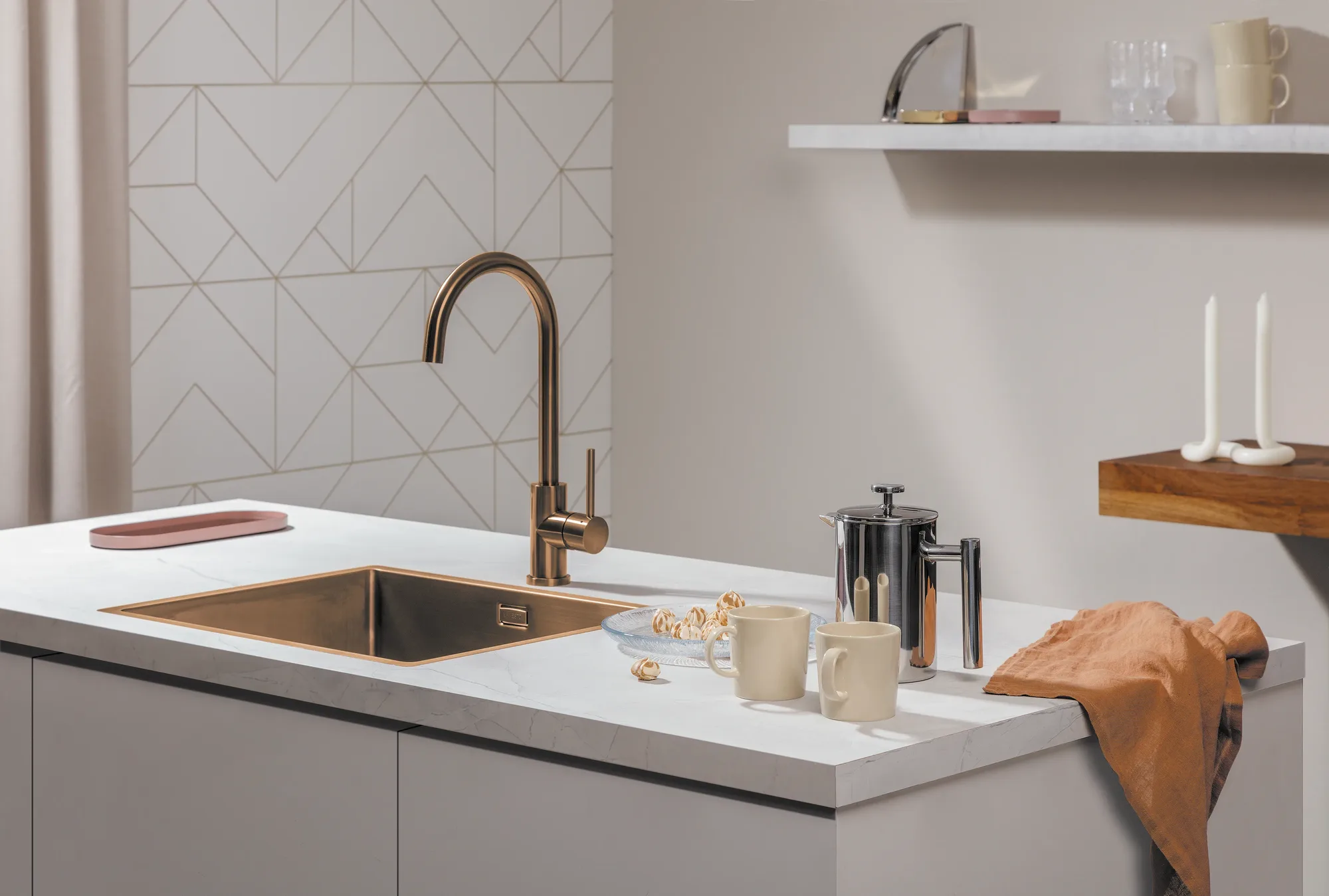 Kunststof keukenblad Top Laminate Athena Wandplank Selsiuz Copper Dekker ASWA Keukens