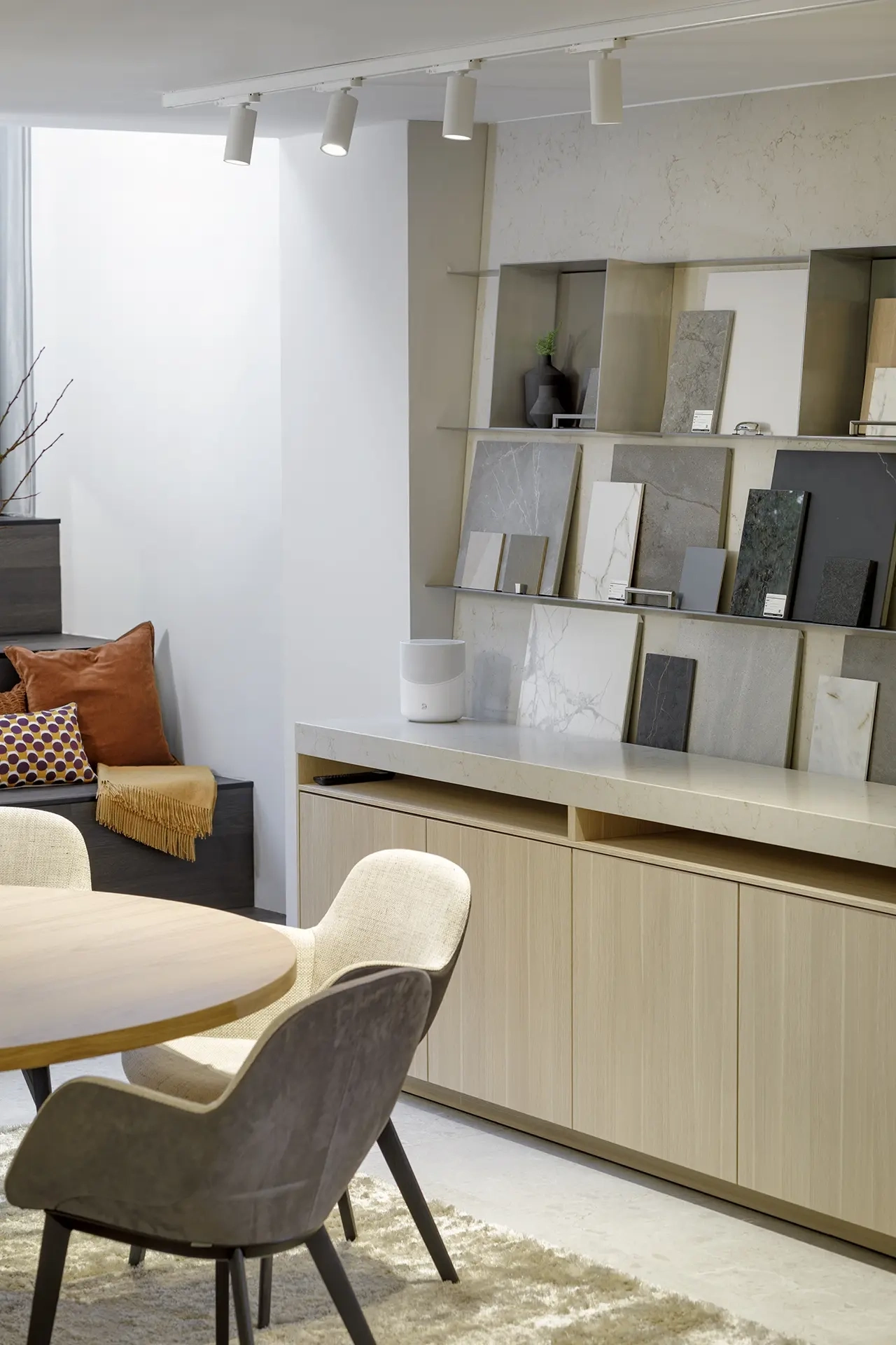 Materialen en afwerkingen in de SieMatic Studio Amsterdam.