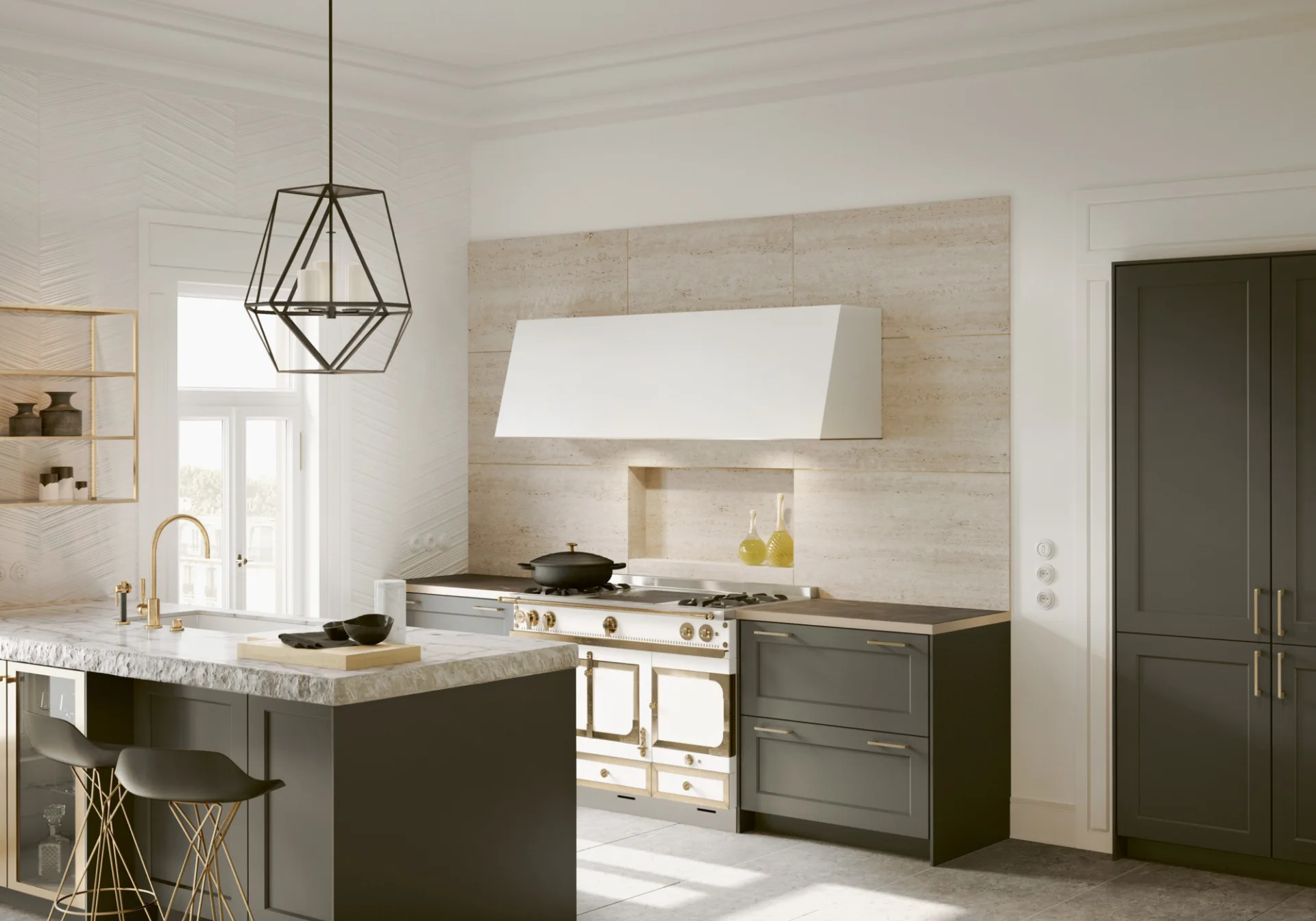 SieMatic landelijke keuken met kookeiland, klassieke details en natuurlijke materialen.