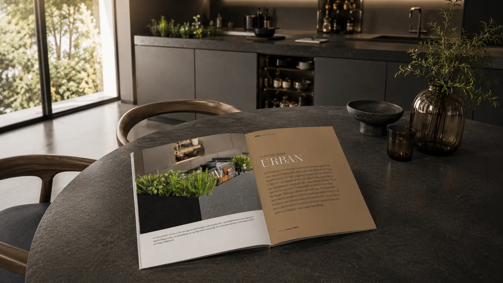 SieMatic keuken met inspiratiebrochure in de showroom