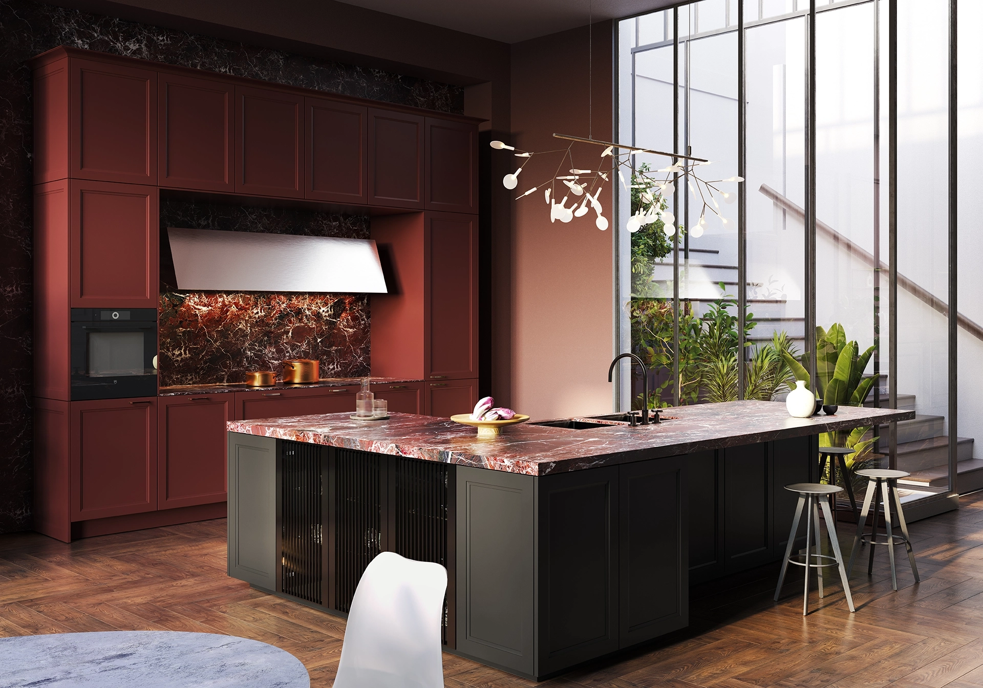 SieMatic CLASSIC keuken met gelakte kaderfronten, kookeiland en rijke kleuraccenten.