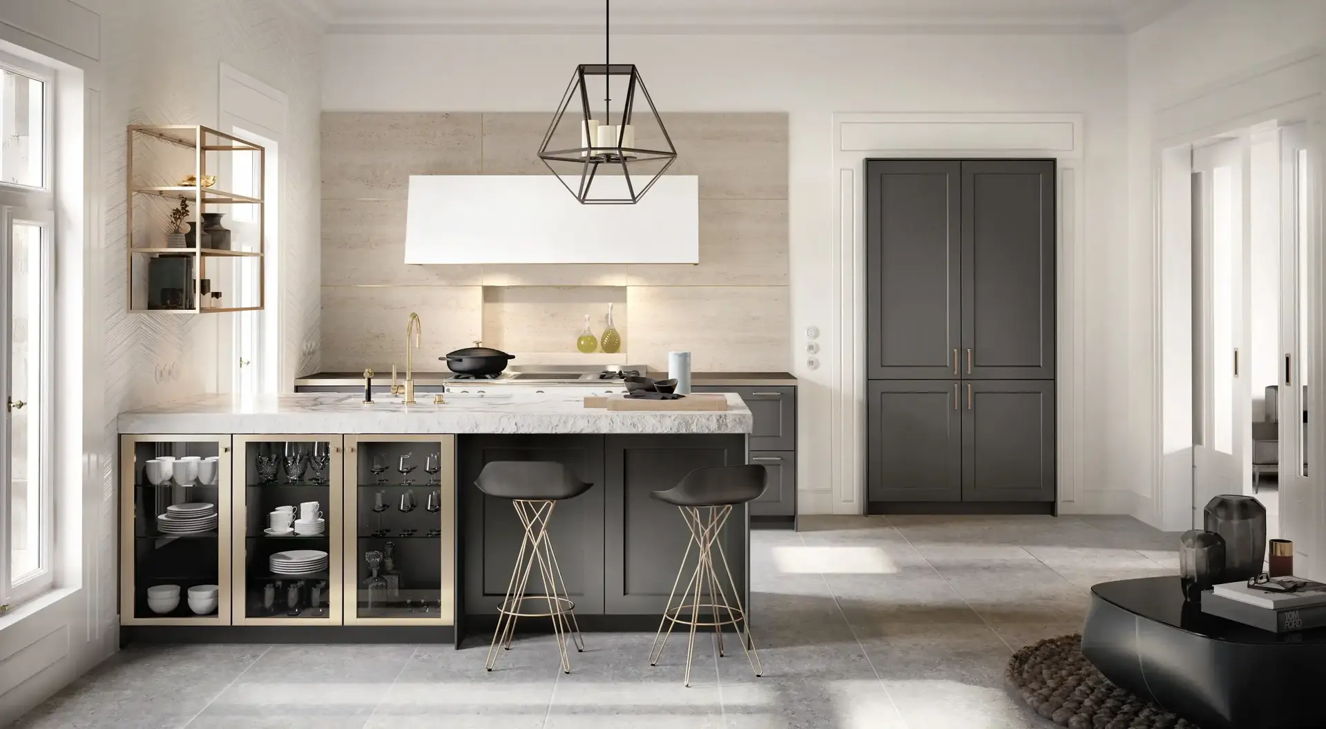 SieMatic CLASSIC keuken met kaderfronten en natuurstenen werkblad