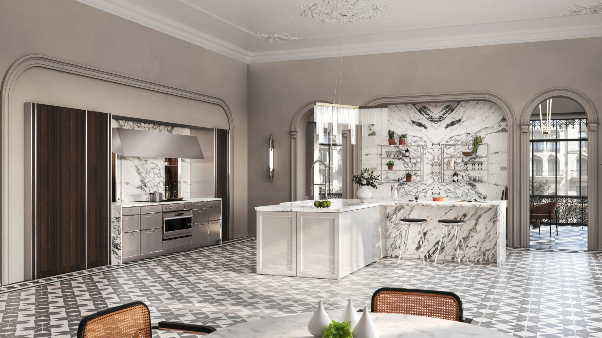 SieMatic Classic witte keuken met marmerlook, ASWA Keukens