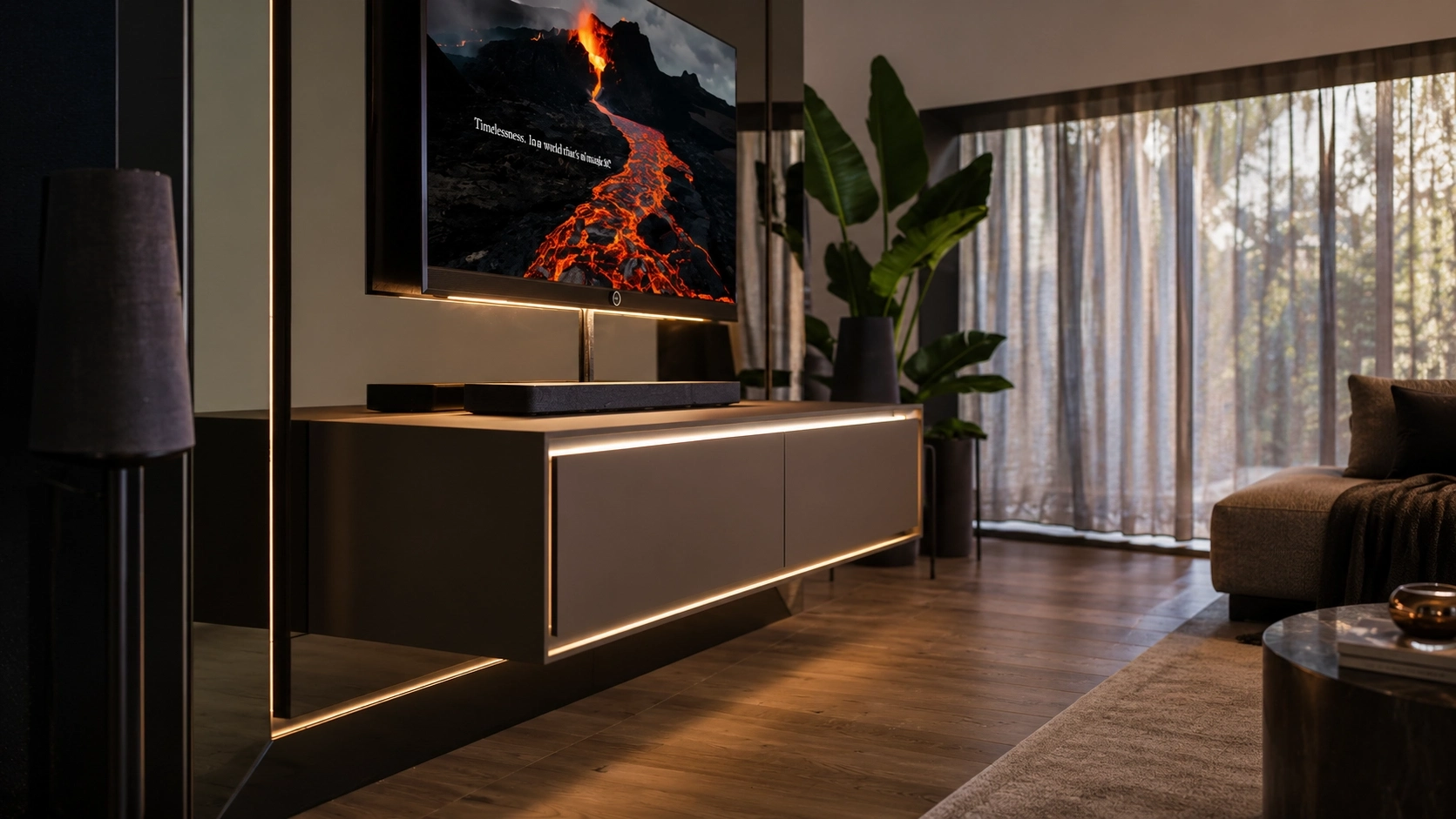 Interieur met geïntegreerde verlichting in het meubel