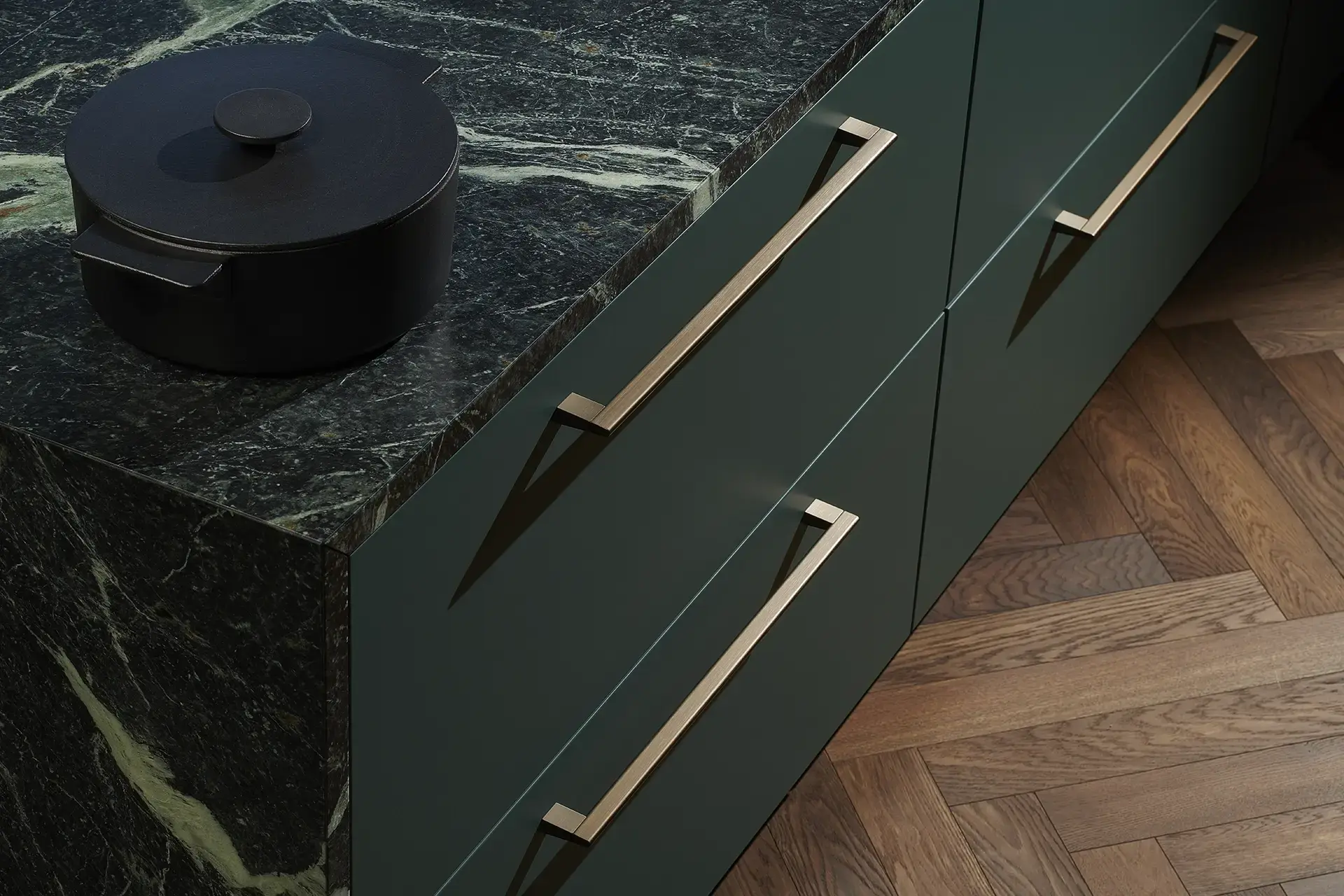 SieMatic keuken in Kaviaargroen met verfijnde kleurafwerking en luxe materialen.