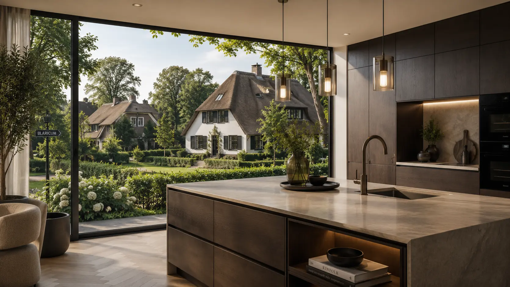SieMatic Kitchen in Blaricum with a Luxury Cooking Island and a View of the Villa District