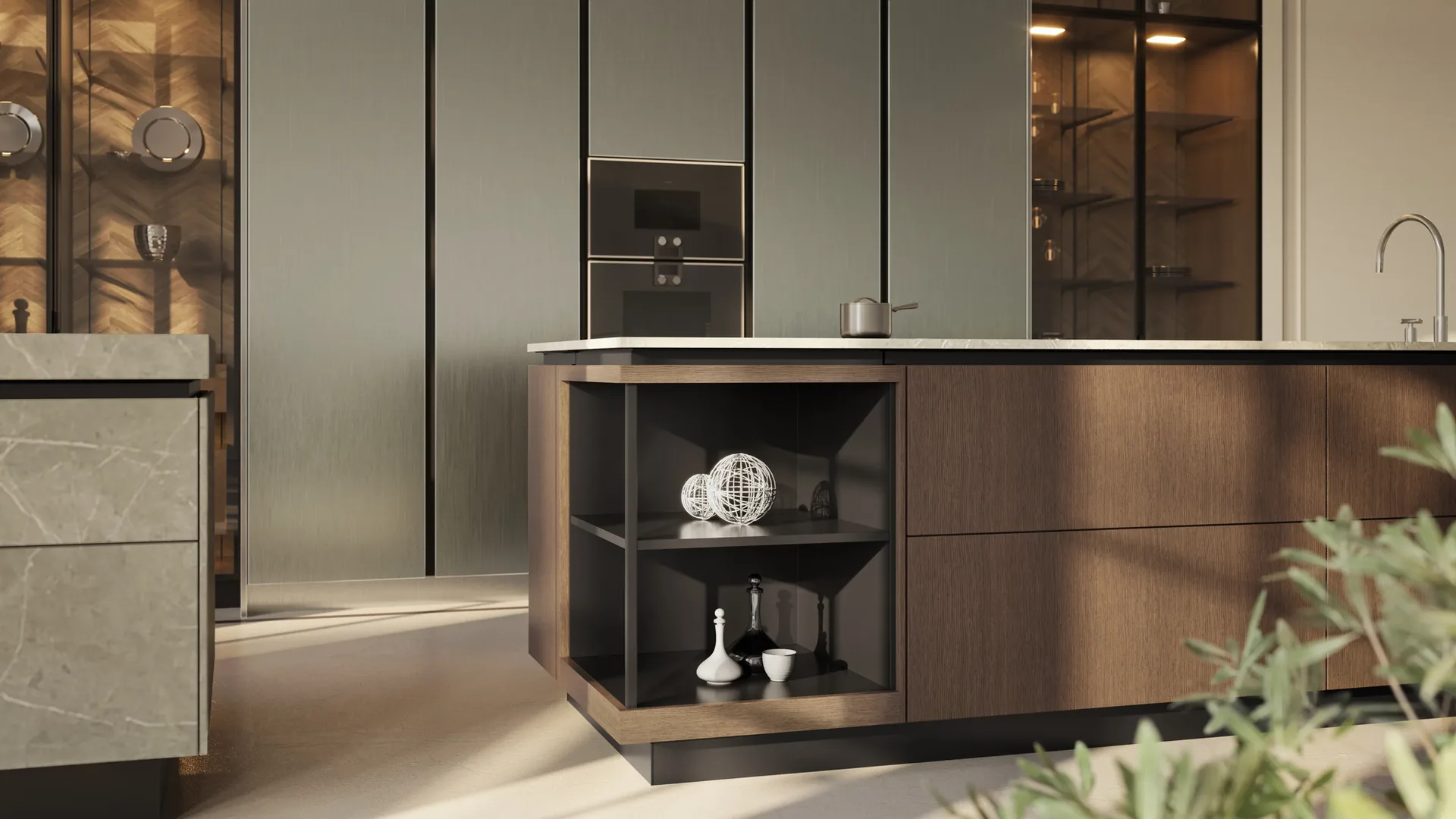 SieMatic PURE keukenstijl met kookeiland, luxe materialen, maatwerk en slimme opbergoplossingen.