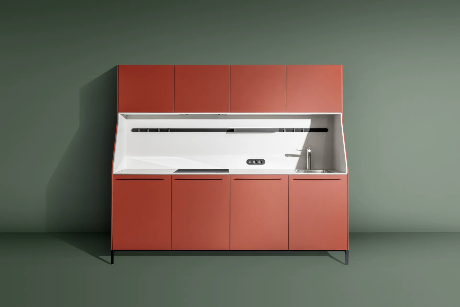Geopende SieMatic 29 als koffiebar en opbergmeubel