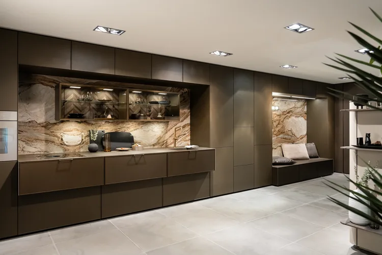 Keukenachterwand in marmerlook Sie Matic Urban ASWA Keukens