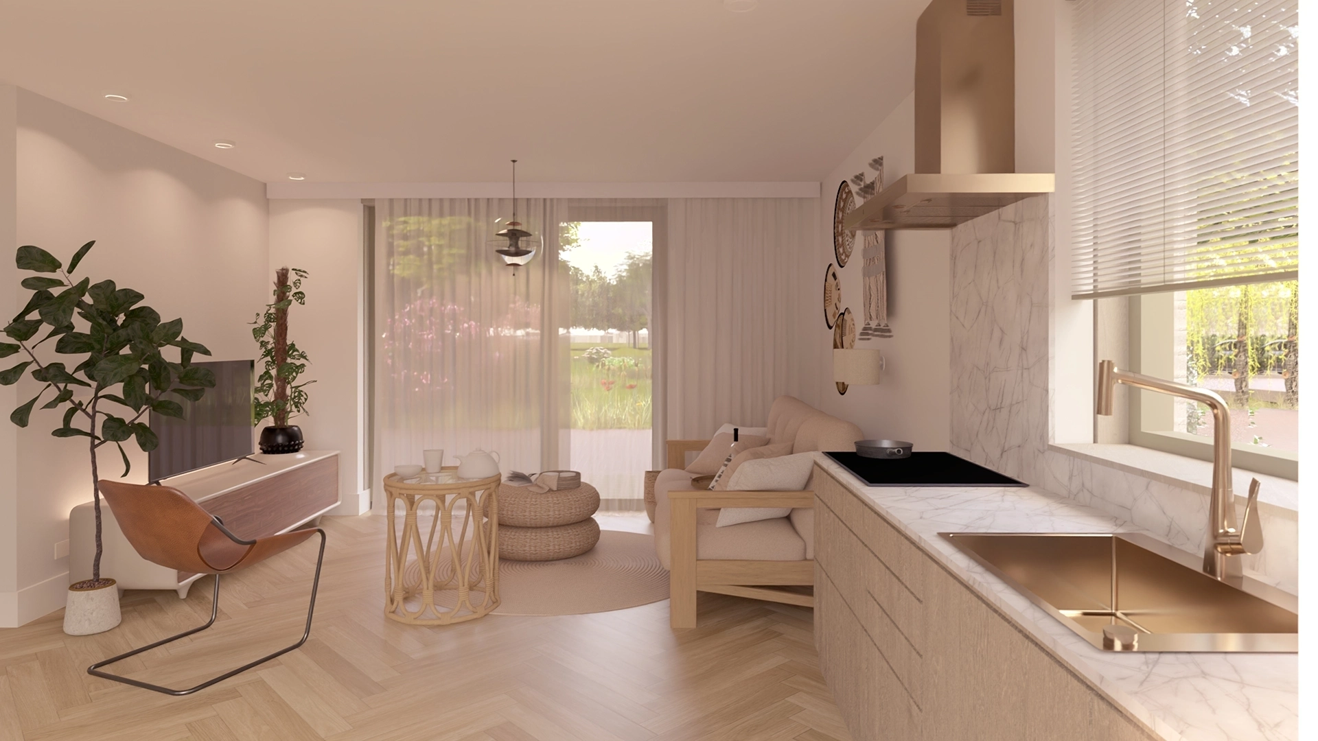 Randpark Rijpelberg interieur woonkamer met keuken type D ASWA Keukens